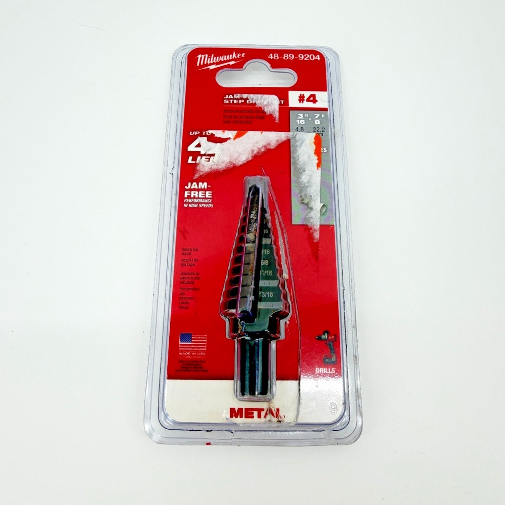 Milwaukee 48-89-9204 Jam Free 3/16-7/8 Step Drill Bit #4 NEW SEALED